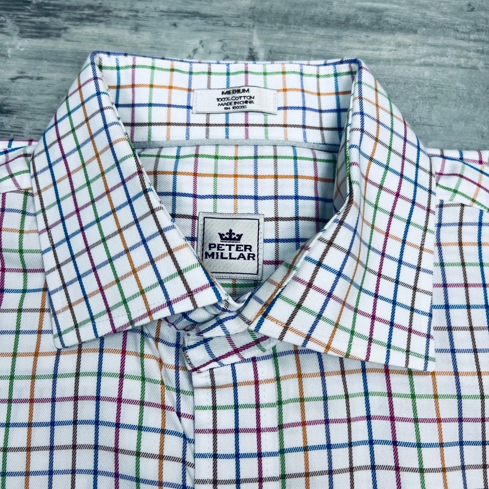 Peter Millar Multi-Colored Check Plaid Shirt M - image 2